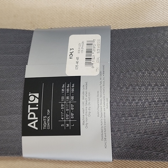 3‎ Pair APT.9 Control Top Tights Size Medium Black, Gray - Picture 9 of 9